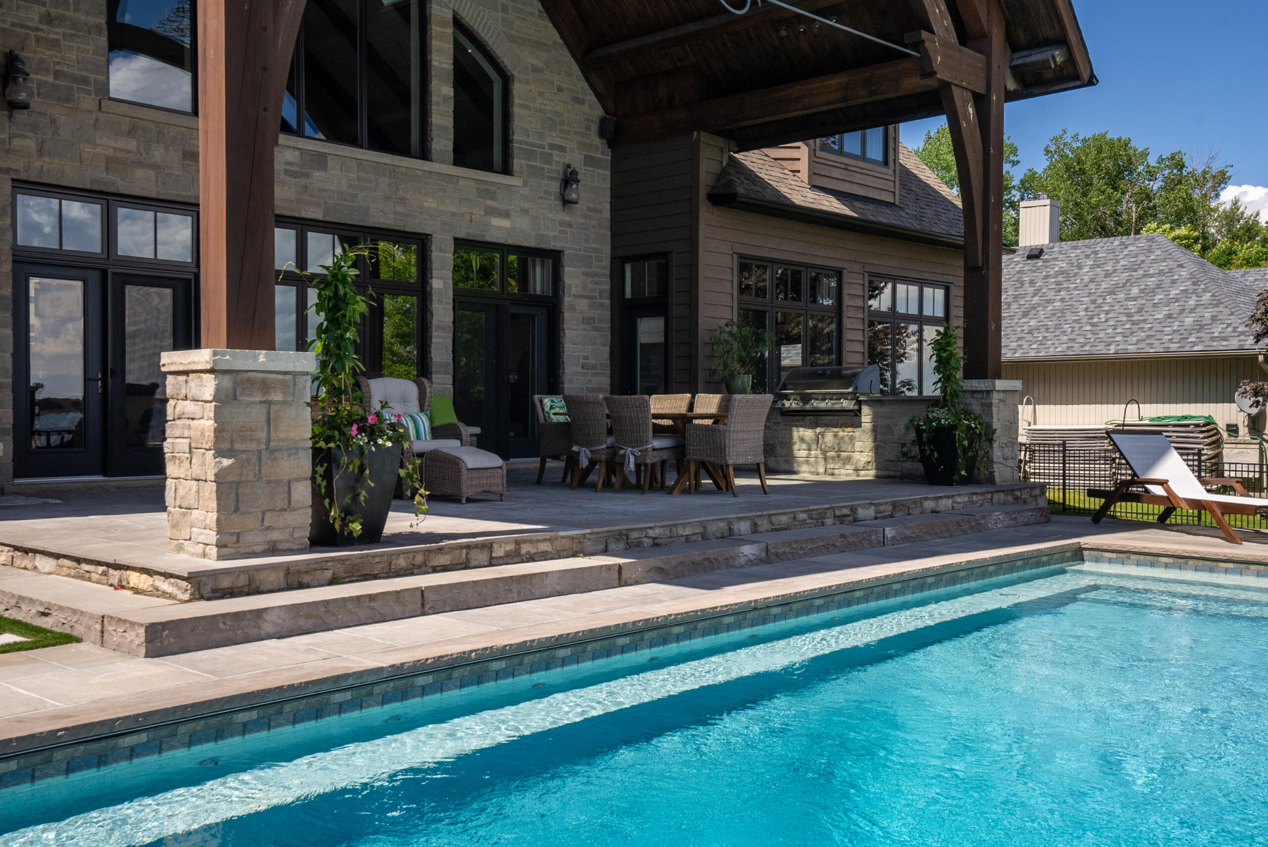 Pool looking back on patio Pool looking back on patio